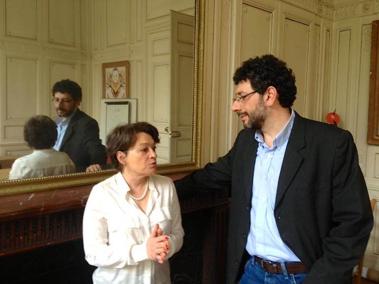 Hala Kodmani et Ziad Majed, le 7 mai à Paris