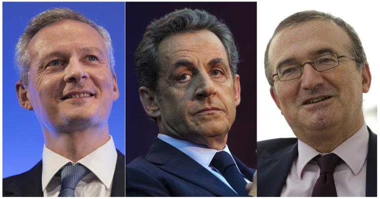 Bruno Le Maire, Nicolas Sarkozy et Hervé Mariton. Bruno Le Maire, Nicolas Sarkozy et Hervé Mariton.
