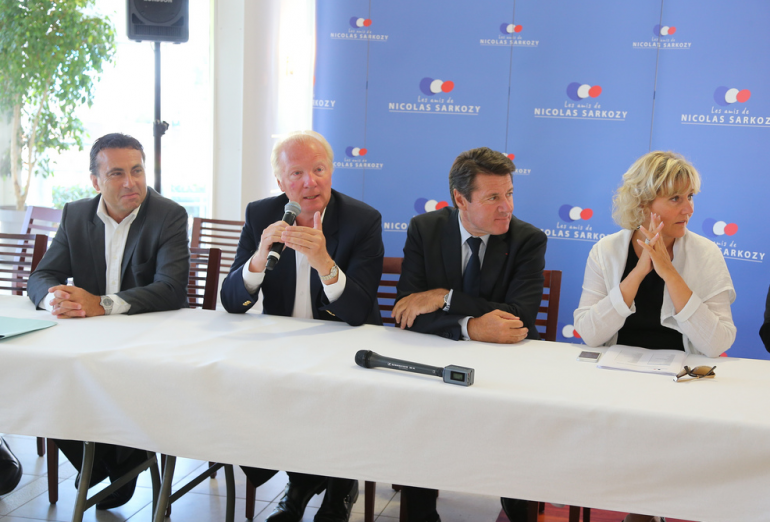 Y. Foulon, B. Hortefeux, N. Morano et C. Estrosi lors de l&#039;assemblée générale de l&#039;association, à Arcachon, le 2 septembre 2013.