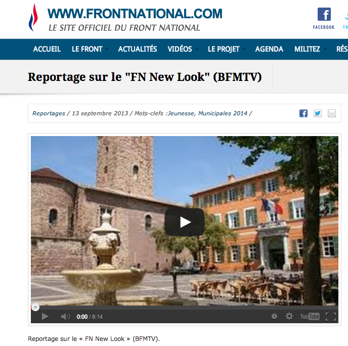 Reportage de BFM-TV relayé sur le site officiel du FN. Reportage de BFM-TV relayé sur le site officiel du FN.