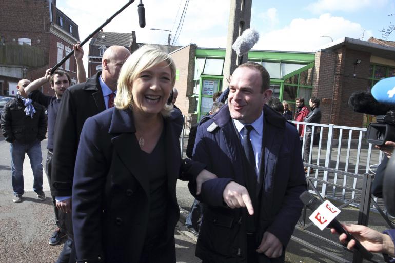 Marine Le Pen et Steeve Briois à Hénin-Beaumont, dimanche.