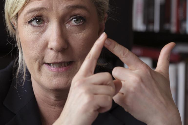 Le 12 mai 2014, au siège du FN. Le 12 mai 2014, au siège du FN.