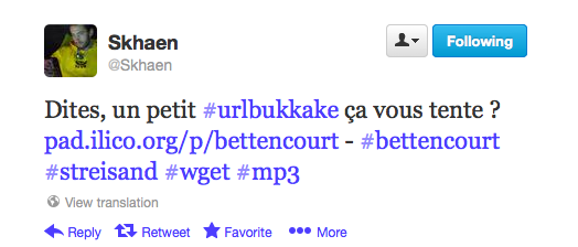 Le premier tweet appelant à l'organisation de "l'effet Streisand" Le premier tweet appelant à l'organisation de "l'effet Streisand"