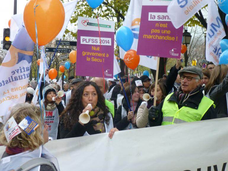 Manifestation de la Fédération des mutuelles de France.