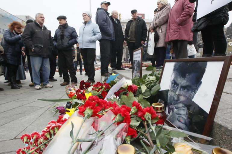 Samedi matin, à Moscou, sur les lieux de l'assassinat Samedi matin, à Moscou, sur les lieux de l'assassinat