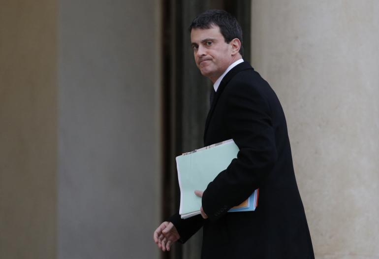 Manuel Valls, en janvier 2013, sur le perron de l&#039;Elysée. 