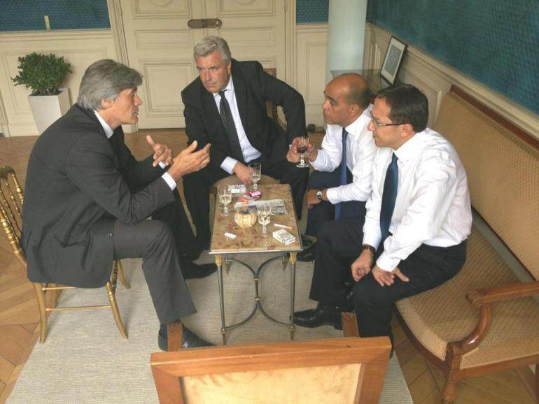 Avec Stéphane Le Foll, Frédéric Cuvillier et Kader Arif, dans le bureau de Faouzi Lamdaoui à l&#039;Elysée