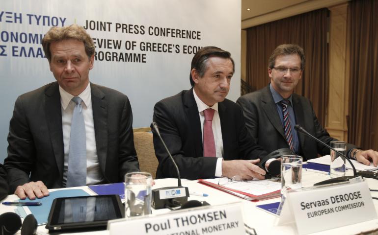 La dernière conférence de presse de Poul Thomsen à Athènes. C&#039;était en février 2011, avec les autres représentants de la Troïka