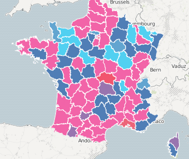 La couleur des conseils généraux actuels La couleur des conseils généraux actuels