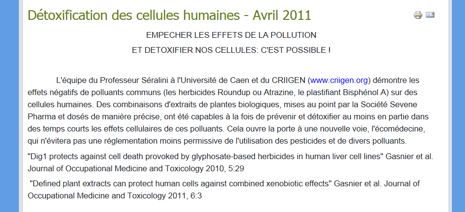 Sur le site du Criigen Sur le site du Criigen
