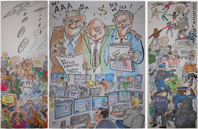 de "Banksters and Politstinkers", Florence Debray-FLOH, Berlin-Paris (dimensions original: 170 x 110 cm) 