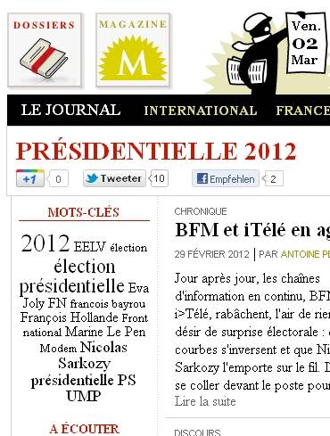 Nuage 2 mars 2012 - Elections présidentielles