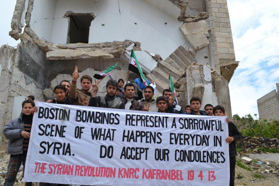 Condoléances du peuple de Syrie à Boston
