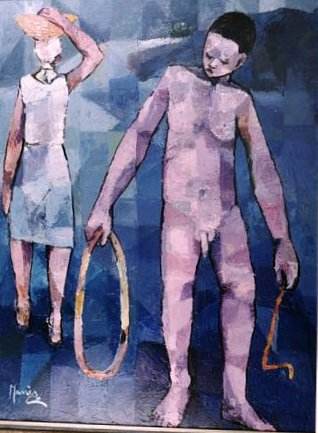 «La vie est un cercle» de Manès Descollines (1978). 48x32, huile sur toile. 