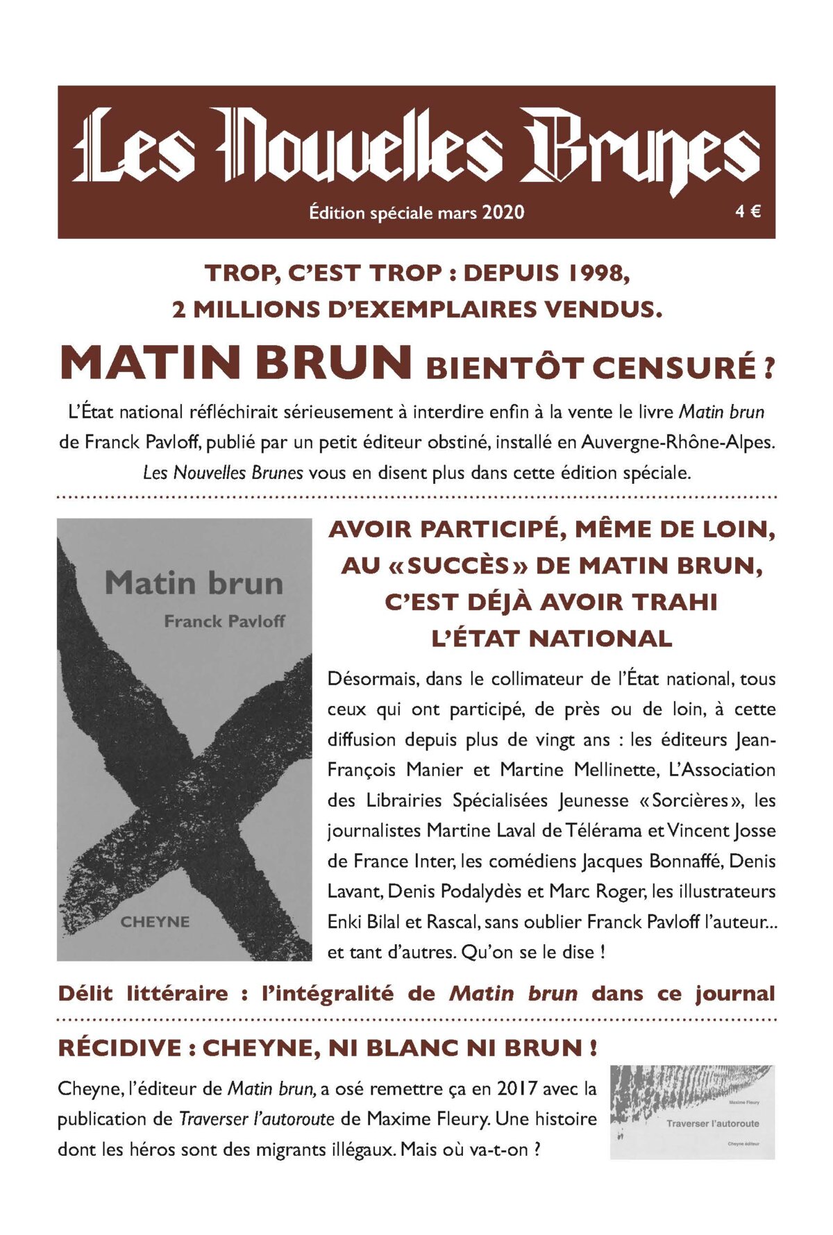 Les Nouvelles Brunes, édition spéciale de Matin brun de Franck