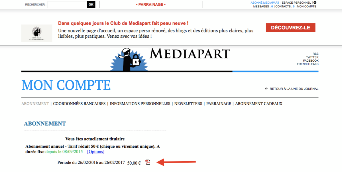 Ubaldi mon compte facture