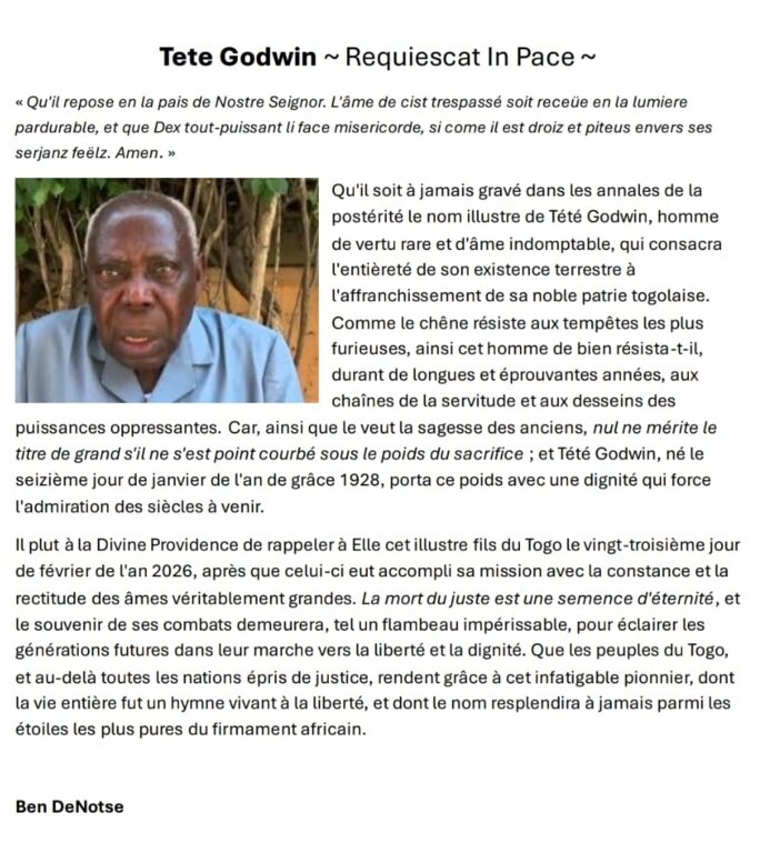 TOGO – Godwin Tété Adjalogo, une vie de combats pour la liberté et l ...