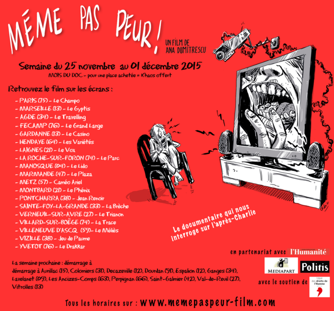 Projections de Même pas Peur ! du 25 novembre au 01 décembre