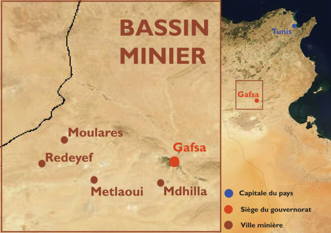 Le bassin minier et ses villes-usines : Metlaoui, Redeyef, Moulares et Mdhilla. Le bassin minier et ses villes-usines : Metlaoui, Redeyef, Moulares et Mdhilla.