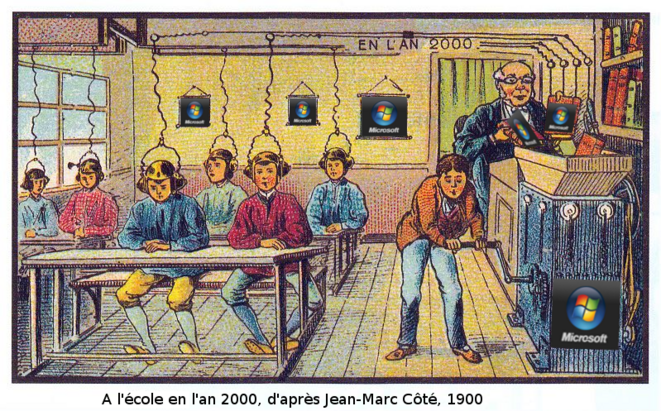 L'école en l'an 2000 © d'après Jean-Marc Côté (vers 1900)