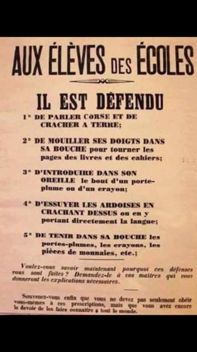 Il est défendu de parler Corse