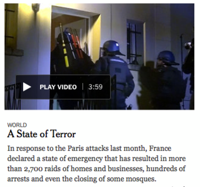 «Un état de terreur»: les abus de l'état d'urgence en France sur le site du New York Times
