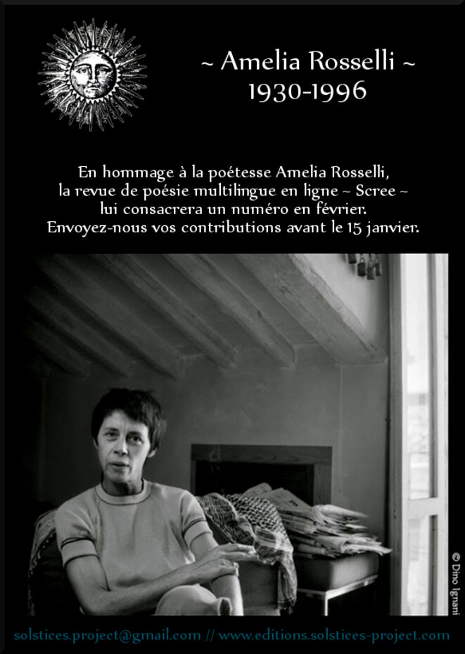 Amelia Rosselli - revue Scree - Les éditions Solstices Amelia Rosselli - revue Scree - Les éditions Solstices