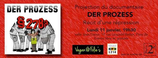 Projection du Documentaire Der Prozess le 11 janvier 2015 à Paris