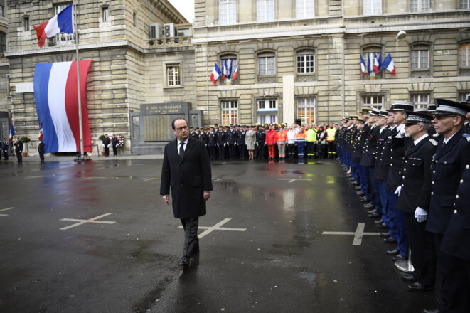 François Hollande lors des vœux aux forces de police jeudi © Reuters