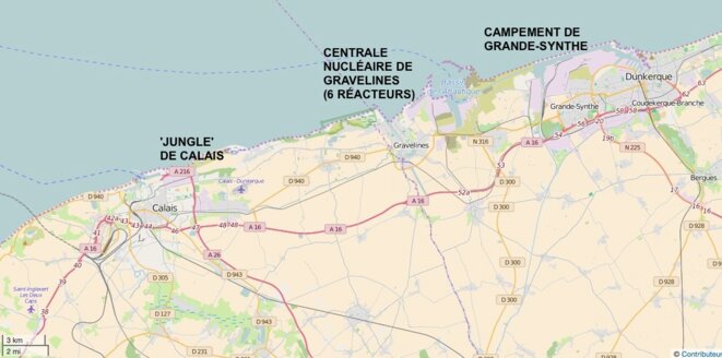 La 'jungle' de Calais, la centrale nucléaire de Graveline, le camp de la honte de Grande-Synthe © pas de copyright