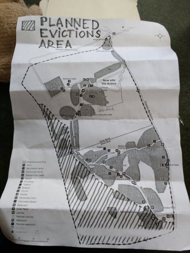 «Planned evictions area» © Calais Migrant Solidarity