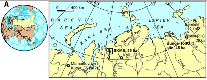 Site de la découverte du mammouth SK © Science Site de la découverte du mammouth SK © Science