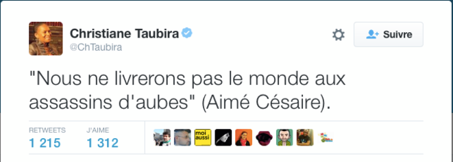Le poético-tweet de Césaire Taubira Le poético-tweet de Césaire Taubira