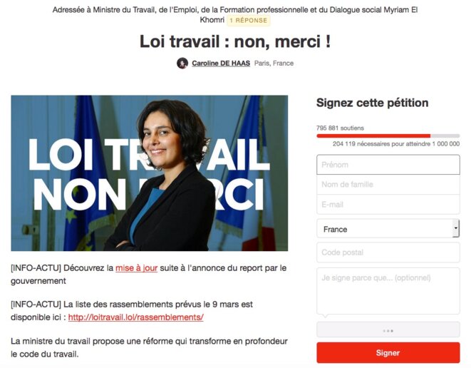 La pétition sur Change.org. La pétition sur Change.org.