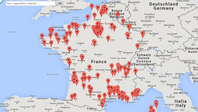 Carte de la corruption en France.
