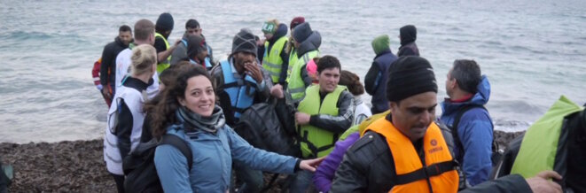 Réfugiés sur le rivage de Lesbos Réfugiés sur le rivage de Lesbos