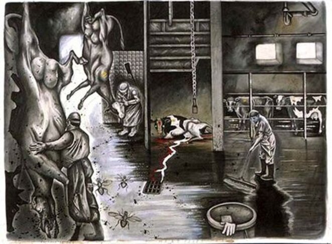 Meat flies - Sue Coe, 1991 Meat flies - Sue Coe, 1991