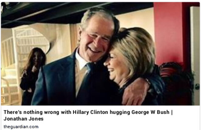 George W Bush et Hillary Clinton, deux vieux amis si sympathiques