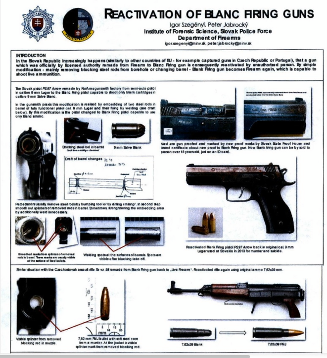 Poster édité par la police slovaque sur les risques de remilitarisation d'armes neutralisées. © DR Poster édité par la police slovaque sur les risques de remilitarisation d'armes neutralisées. © DR