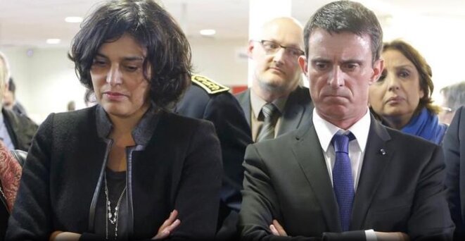 Myriam El Khomri et Manuel Valls lors d'un déplacement à Mulhouse en mars 2016 © @reuters Myriam El Khomri et Manuel Valls lors d'un déplacement à Mulhouse en mars 2016 © @reuters