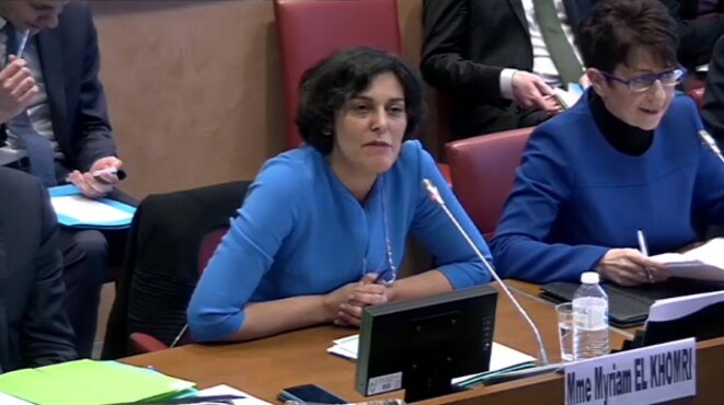 Myriam El Khomri devant la commission des affaires sociales de l'Assemblée le 29 mars 2016