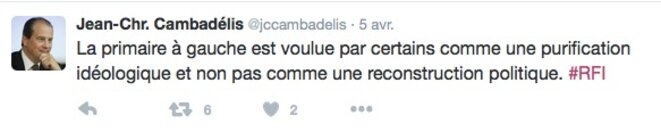 Tweet de JC Cambadélis © @jccambadelis Tweet de JC Cambadélis © @jccambadelis