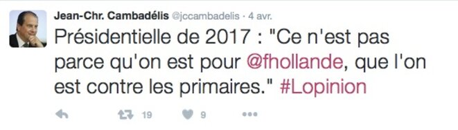 Tweet de Jean-Christophe Cambadélis. © @jccambadelis Tweet de Jean-Christophe Cambadélis. © @jccambadelis