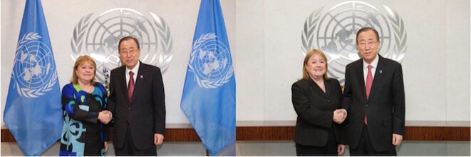 Susana Malcorra: a la izquierda, junto al Ministro de Asuntos Exteriores de Argentina en 2016; a la derecha junto a Ban Ki-moon en 2015. © UN Photo Susana Malcorra: a la izquierda, junto al Ministro de Asuntos Exteriores de Argentina en 2016; a la derecha junto a Ban Ki-moon en 2015. © UN Photo