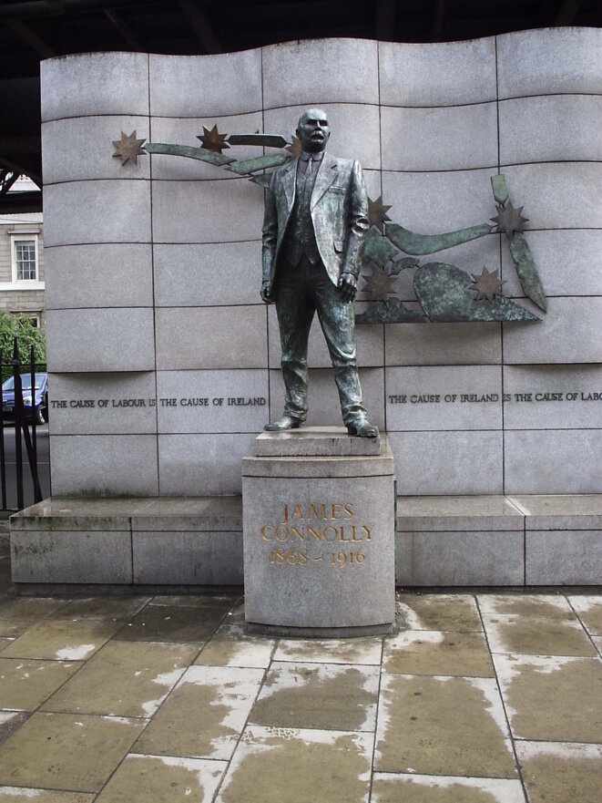 Statue de James Connolly au centre-ville de Dublin. Photographie prise en août 2006. © Source: https://en.wikipedia.org/wiki/James_Connolly#/media/File:James_Connolly_-_Dublin_statue.JPG Statue de James Connolly au centre-ville de Dublin. Photographie prise en août 2006. © Source: https://en.wikipedia.org/wiki/James_Connolly#/media/File:James_Connolly_-_Dublin_statue.JPG