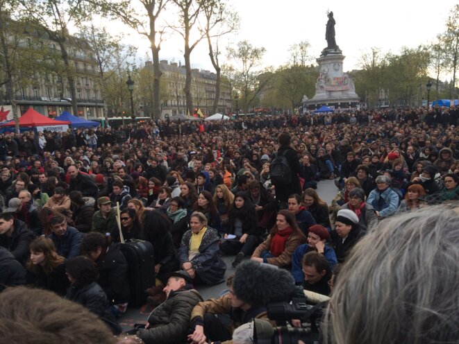 La place de la République à Paris, le 28 avril © Mathilde Goanec