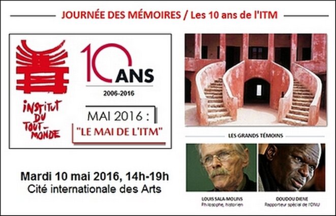 Journée des Mémoires / 10 ans de l'ITM : mardi 10 mai, Cité internationale des Arts
