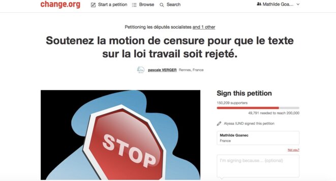 Pétition pour soutenir la censure contre la loi sur le travail. Pétition pour soutenir la censure contre la loi sur le travail.