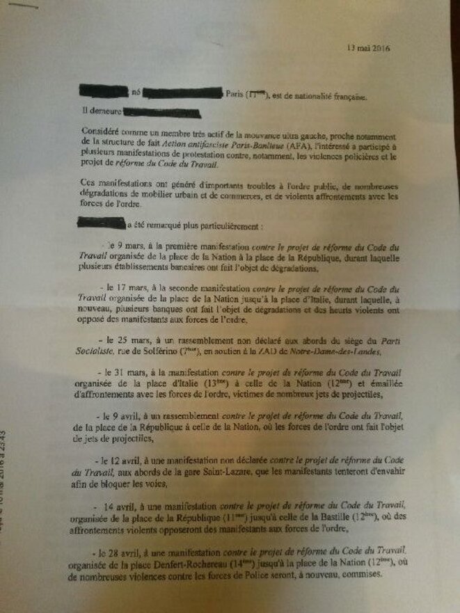 Note blanche produite par la préfecture pour justifier une interdiction de séjour Note blanche produite par la préfecture pour justifier une interdiction de séjour