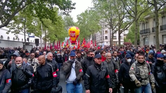 Le service d'ordre de la CGT, jeudi 19 mai. © D.I. Le service d'ordre de la CGT, jeudi 19 mai. © D.I.